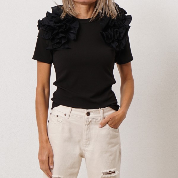 ribbed blouse with/ruffles