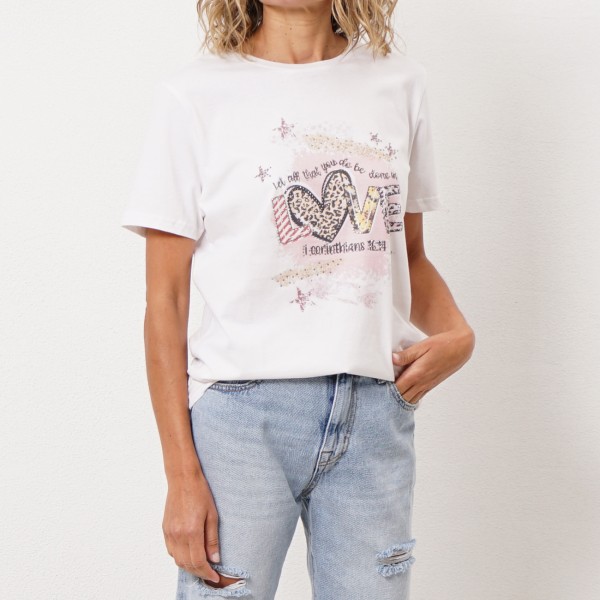 printed t-shirt with transfers