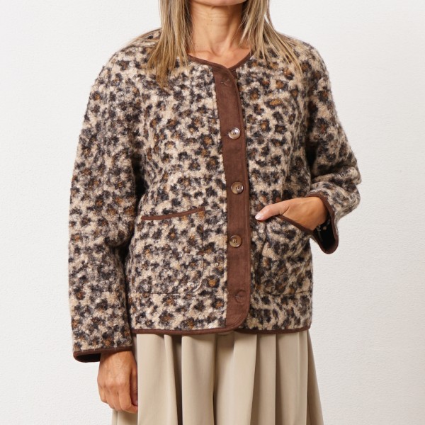 Animal print double-weave jacket