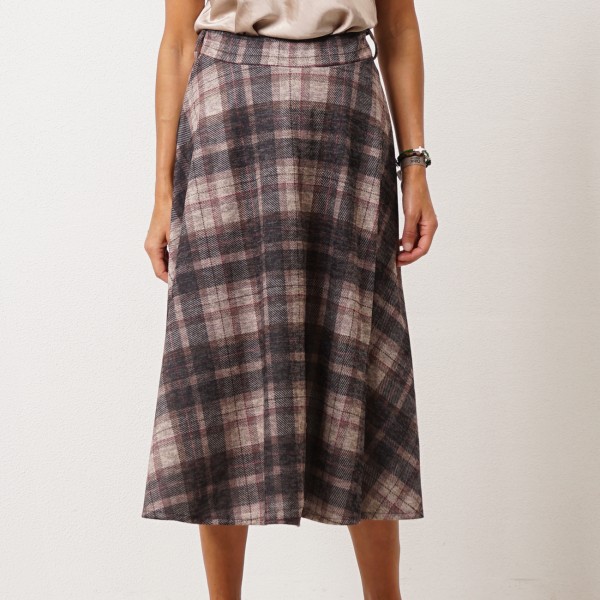 A-line plaid knit skirt