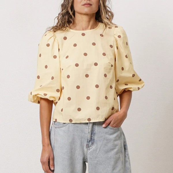 Poplin blouse with balloon sleeves