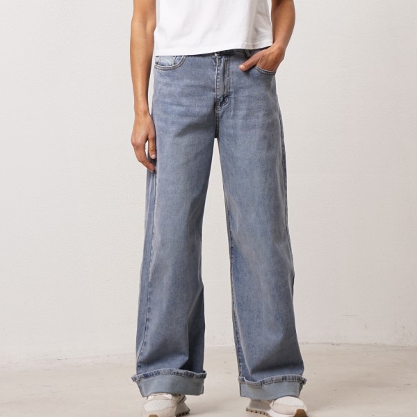 Vintage denim wide-leg pants