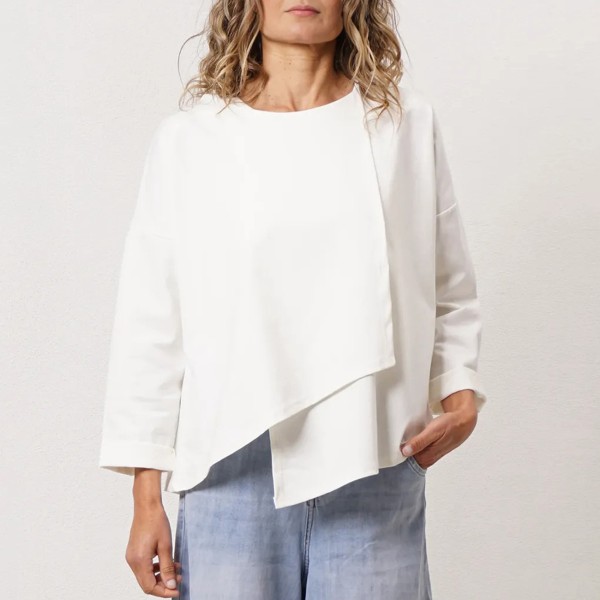 Asymmetrical blouse in Roma knit fabric