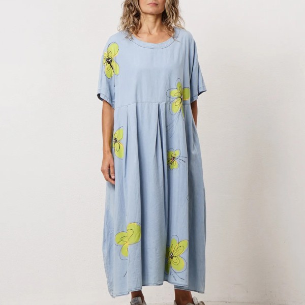 denim dress with appliqués
