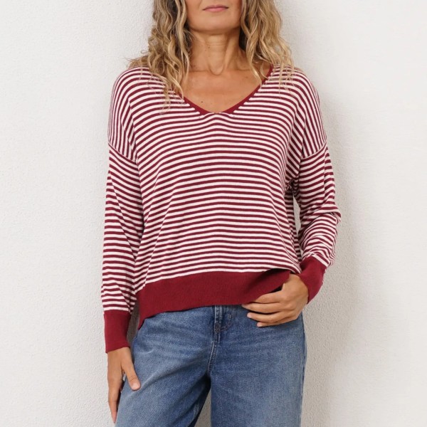 Striped knit sweater (jacquard)