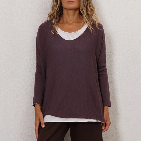 Sweatshirt with overlay knit