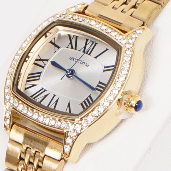 steel watch set with diamonds