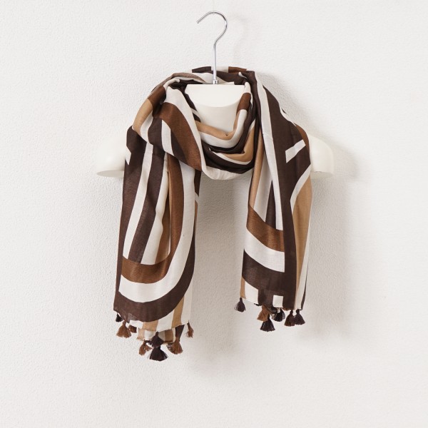 Viscose/cotton scarf with fringes