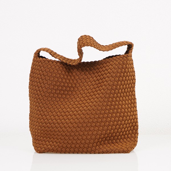 Braided leather suitcase