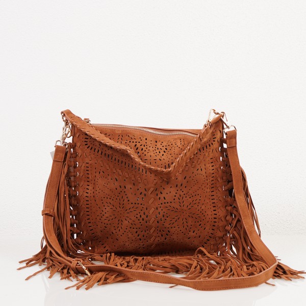 Suede bag with fringe (laser cut)