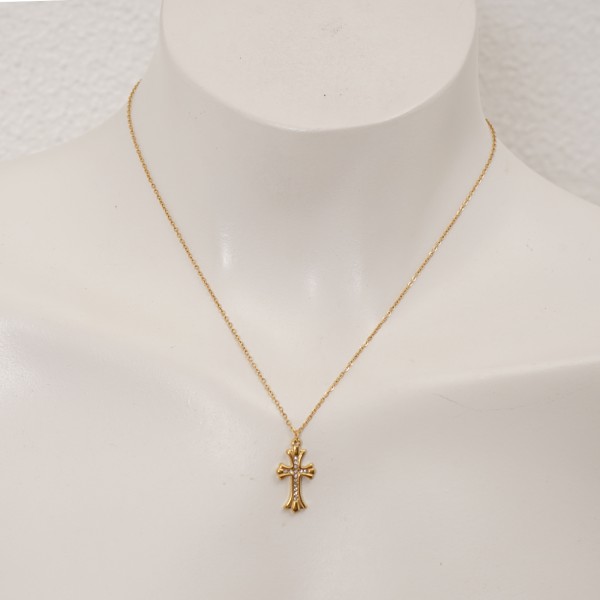 Stainless steel necklace with diamonds (surgical steel), nickel-free