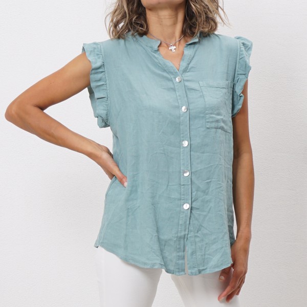 linen/cotton blouse with ruffles
