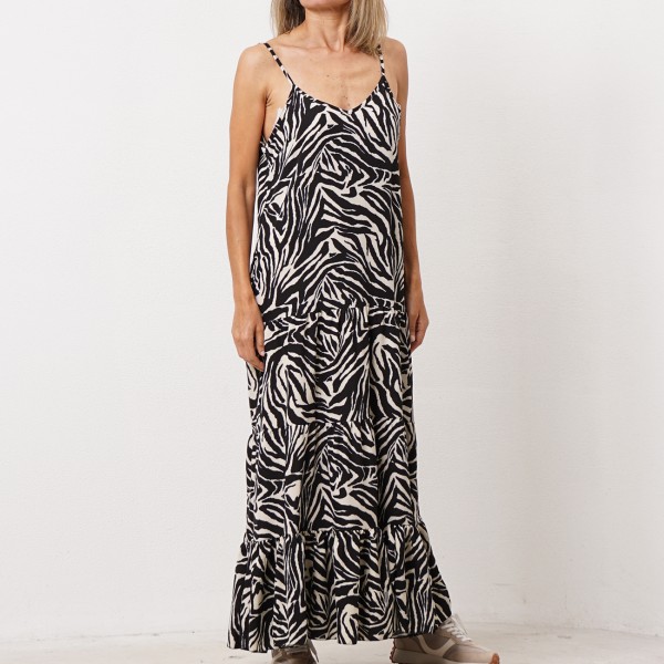 dress with animal print ruffles