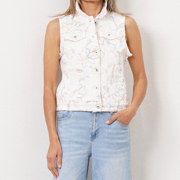 embroidered c/ elastane vest