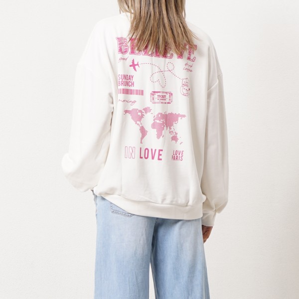sweatshirt in oversize printed fleece (premium)