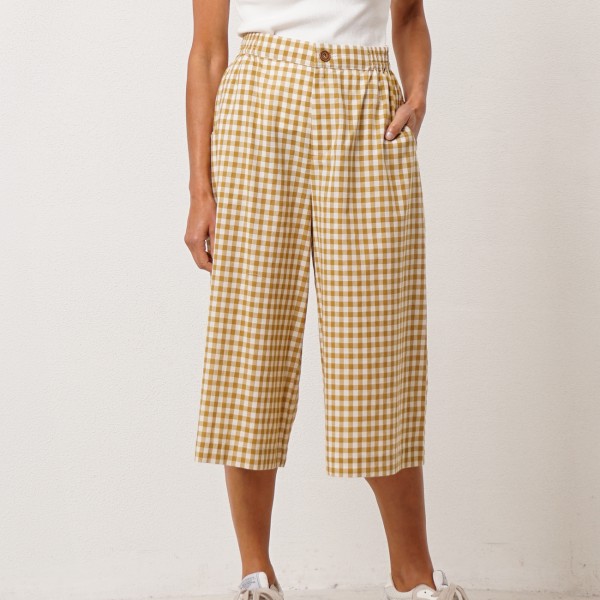 Vichy pattern capri pants in premium cotton fabric
