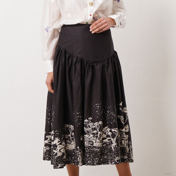 printed gathered skirt (premium)
