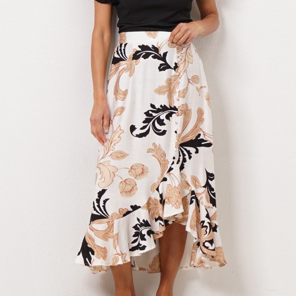 printed skirt with/ ruffles