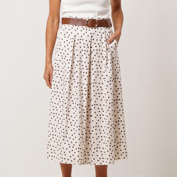Pleated poplin skirt with elastane