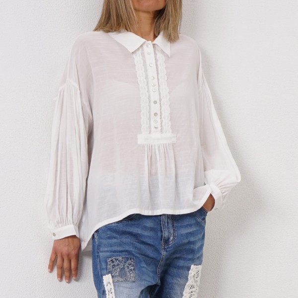 embroidered blouse with frills