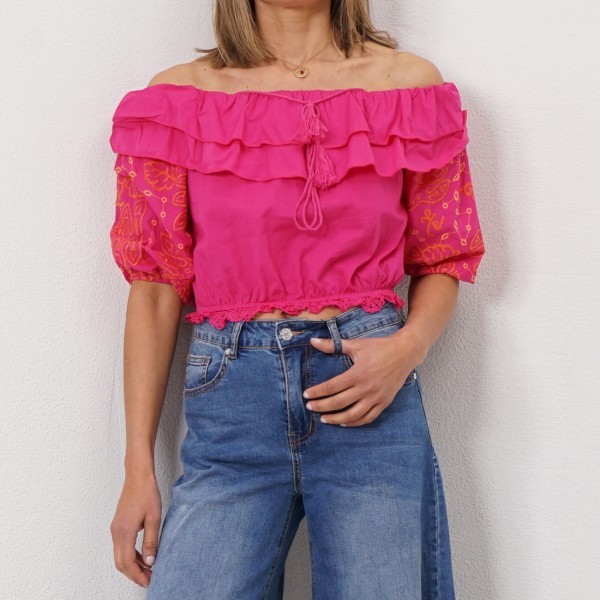 embroidered blouse with frills