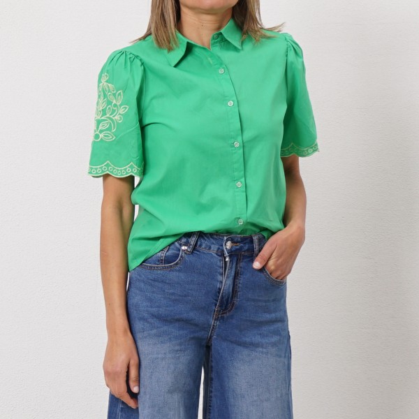 embroidered poplin blouse