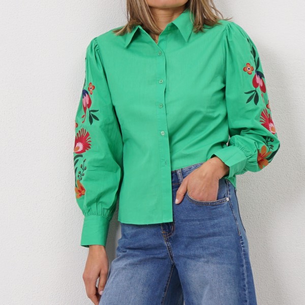 embroidered poplin blouse