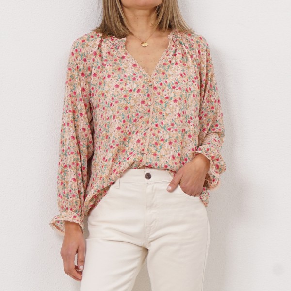 floral blouse with lace and frills