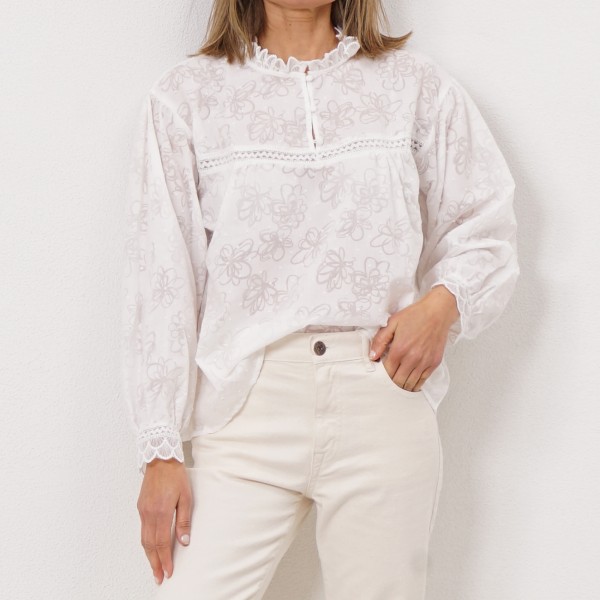 embroidered blouse with frills