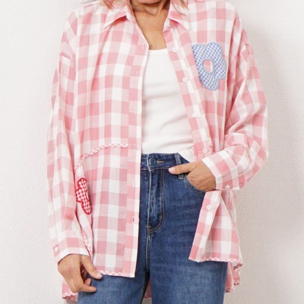 plaid blouse with rayon (premium)