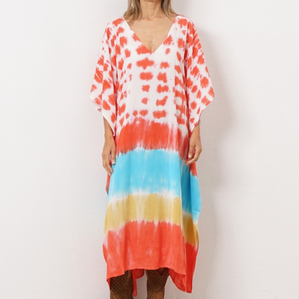 tie dye dress in rayon (natural fiber - soft texture)