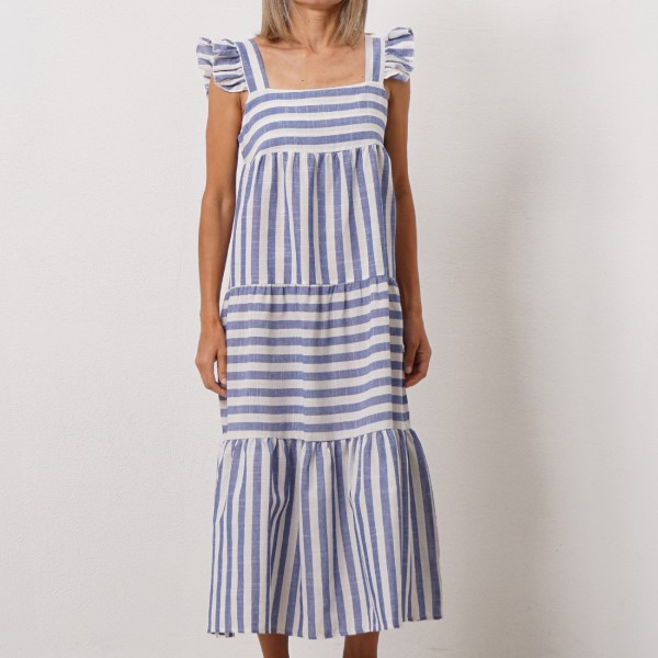 striped dress with ruffles