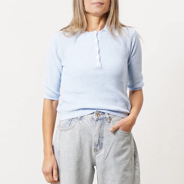 Knitted polo shirt with buttons