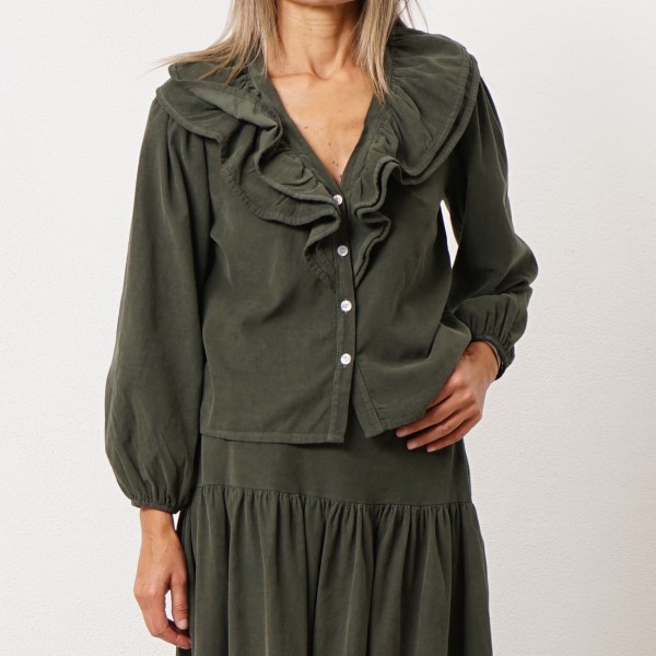 Blouse with corduroy ruffles (1000 stripes)