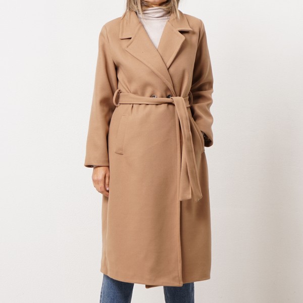 Jacket in ruffled knit fabric with belt