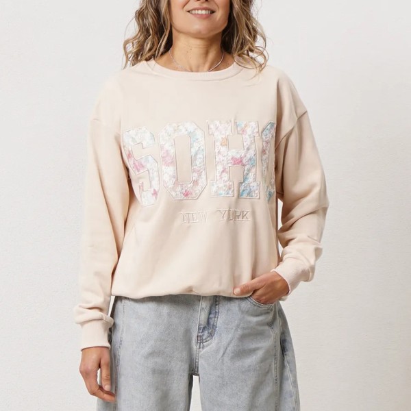 Oversized embroidered fleece sweatshirt