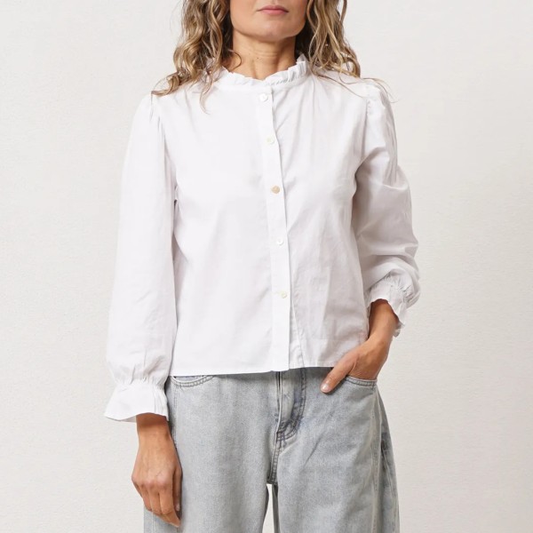 Poplin blouse with ruffles