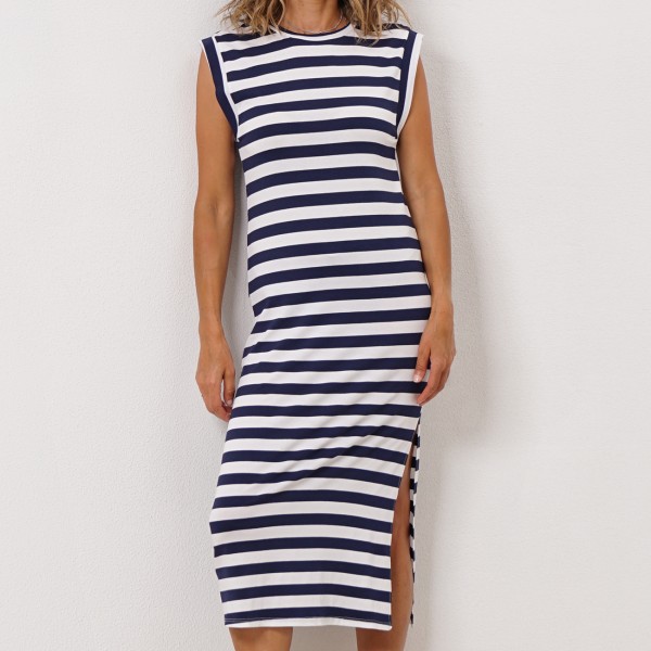 striped dress in viscose w/ elastane