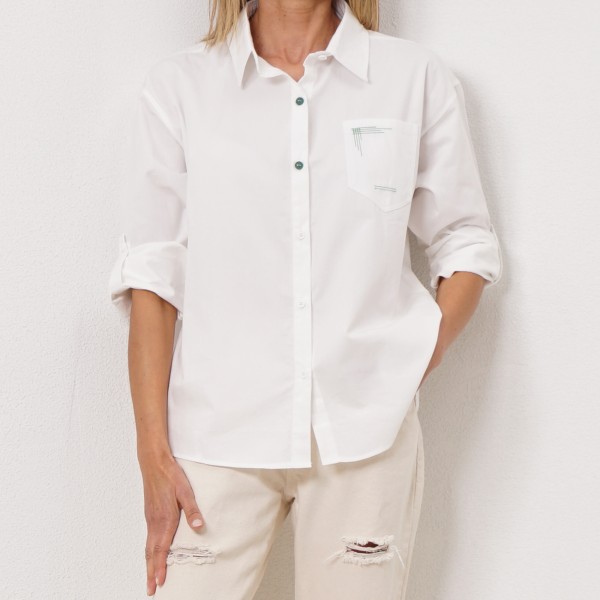 poplin blouse with embroidery application