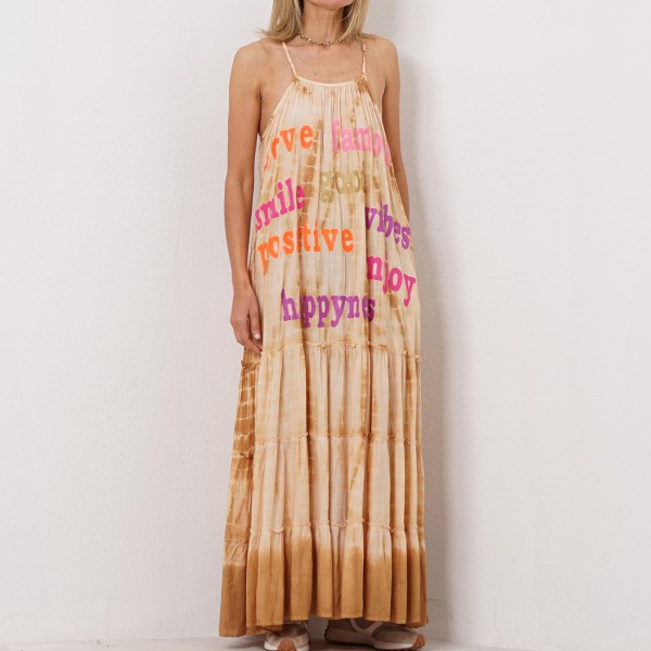 tie dye dress with embroidery