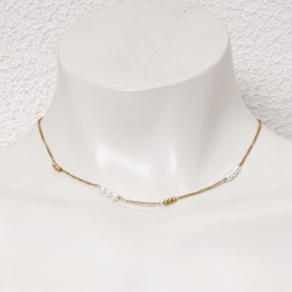 stainless steel necklace with pearls (surgical steel) nickel-free