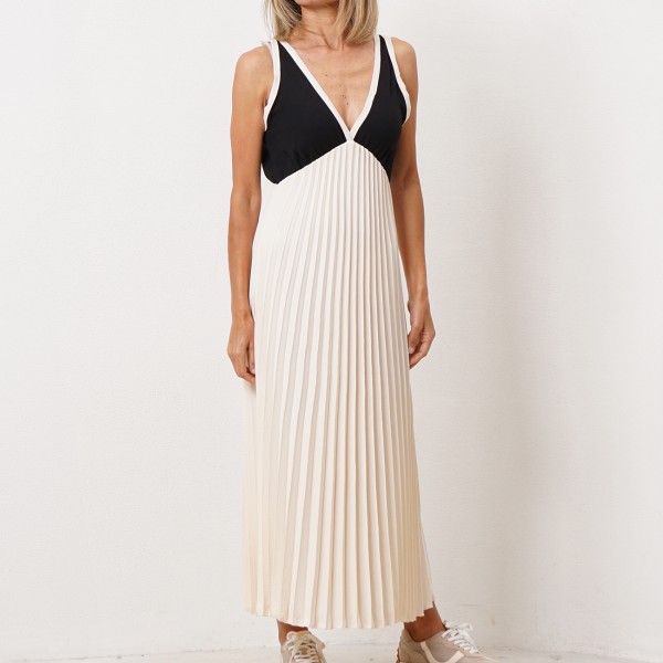 pleated crepe dress