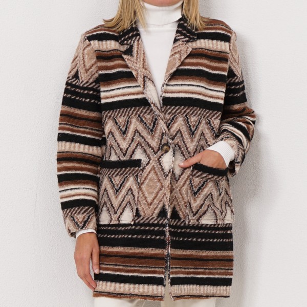 jacquard knit coat