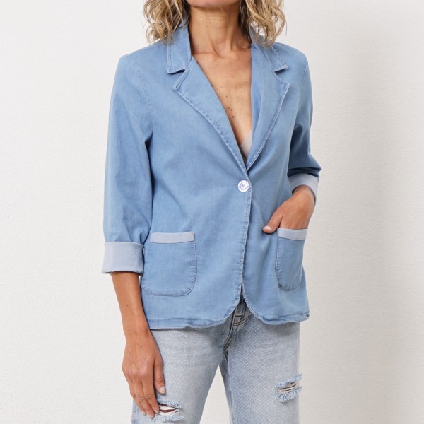 denim blazer with elastane