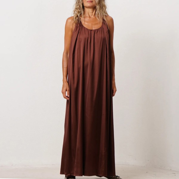 vestido alças acetinado liso
