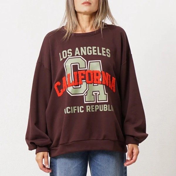 sweat em felpa  de algodão oversize c/ estampados