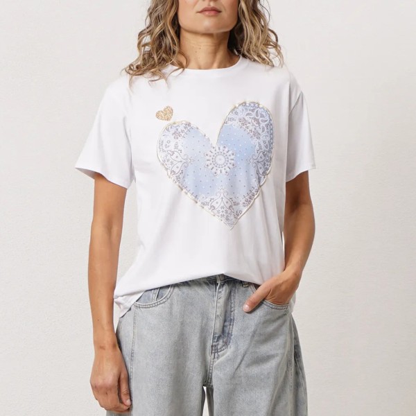 tshirt c/ estampa em algodão e elastano