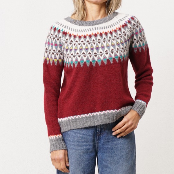 camisola em tricôt c/ lã (jacquard)