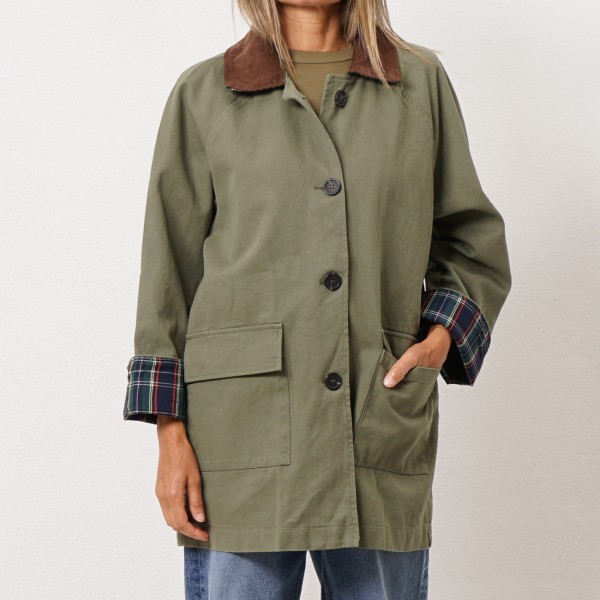 parka de sarjão c/ gola em bombazina