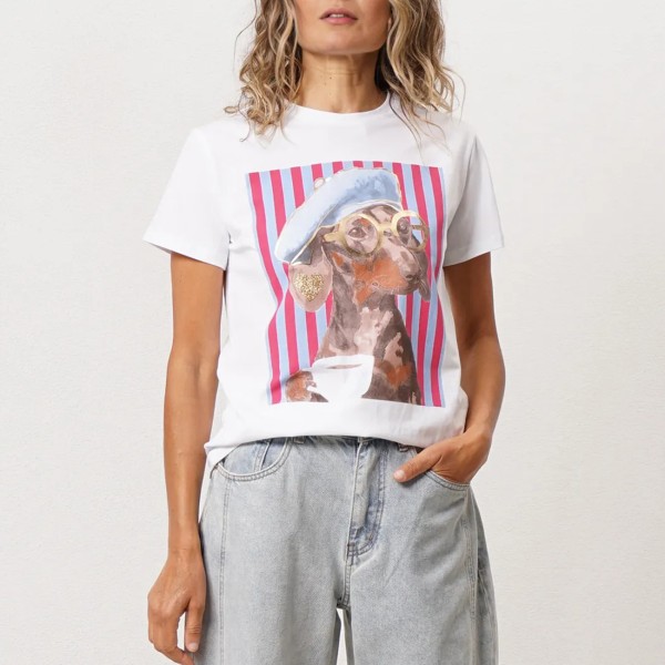 tshirt em algodão c/ elastano + estampa